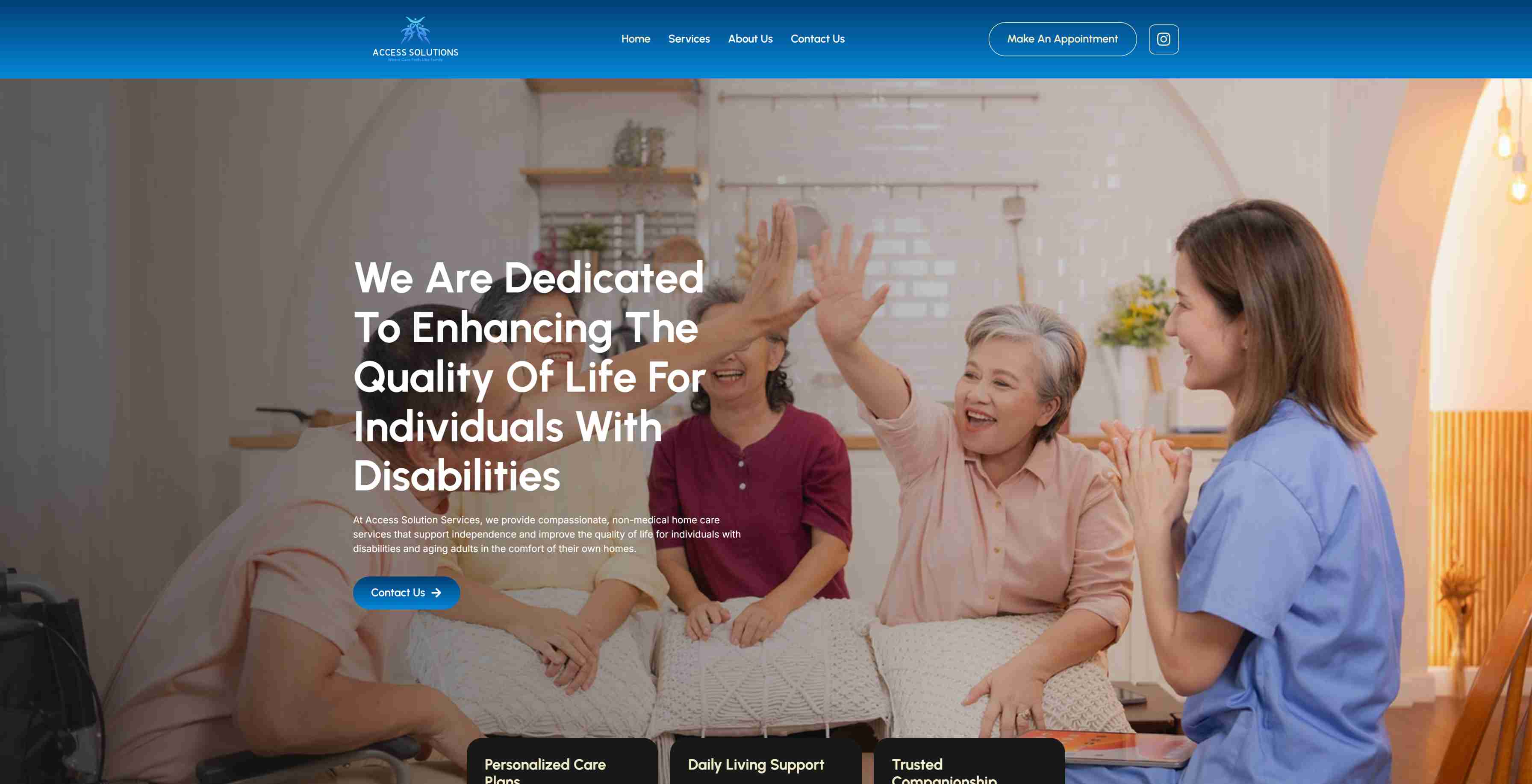 Access Solutions LLC website - Professional home care web design for individuals with disabilities