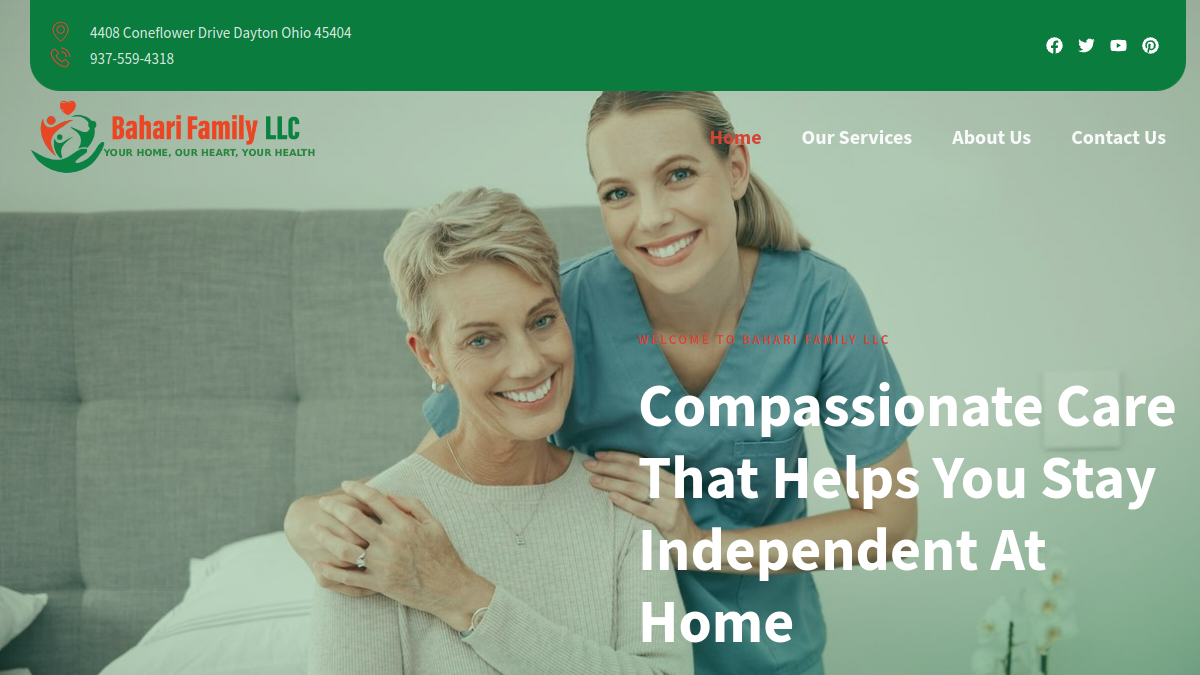 Bahari Family website - Non-medical home care web design in Dayton, Ohio