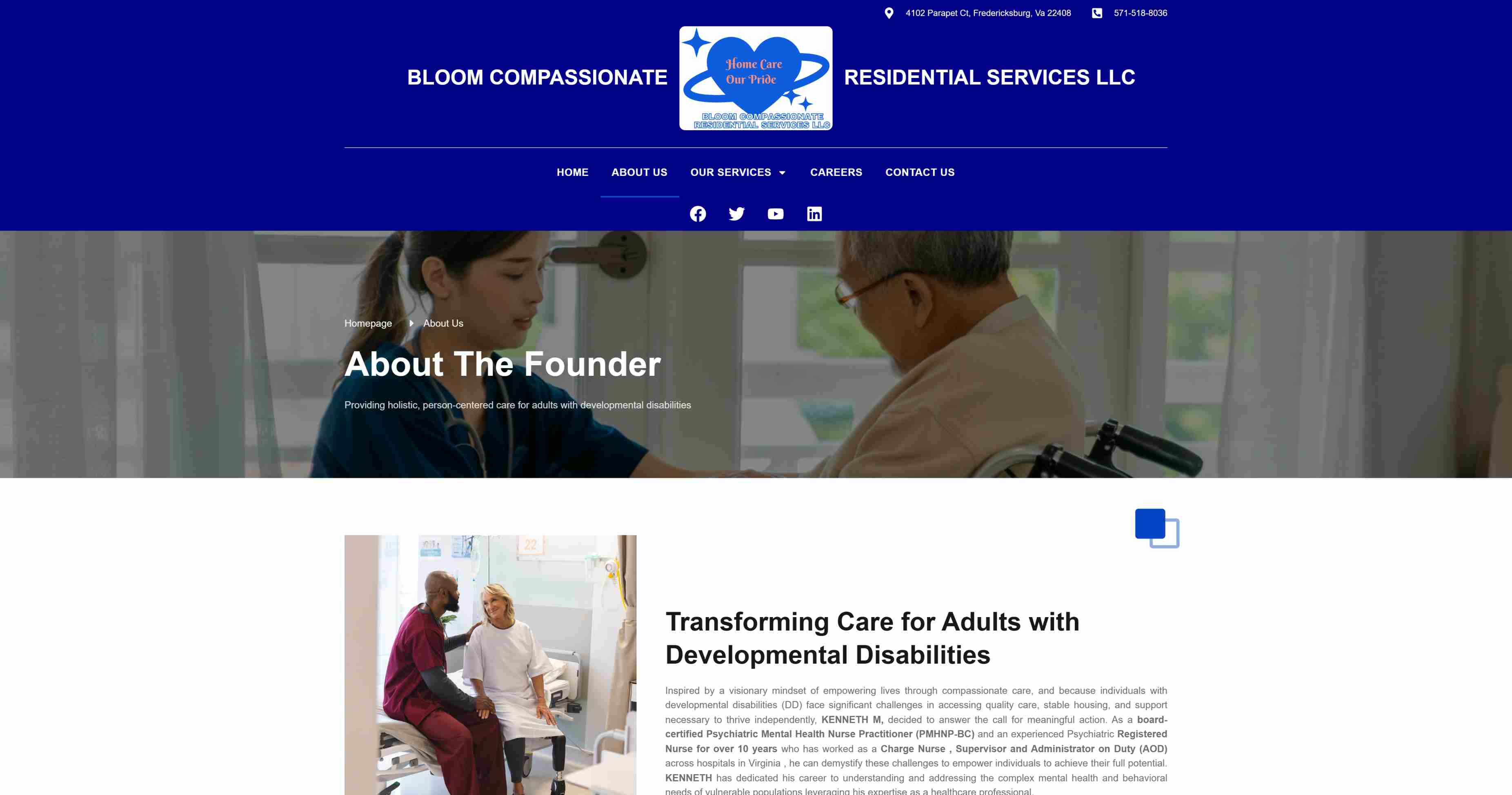 Bloom Compassionate Residential Services website - Residential care web design for adults with developmental disabilities