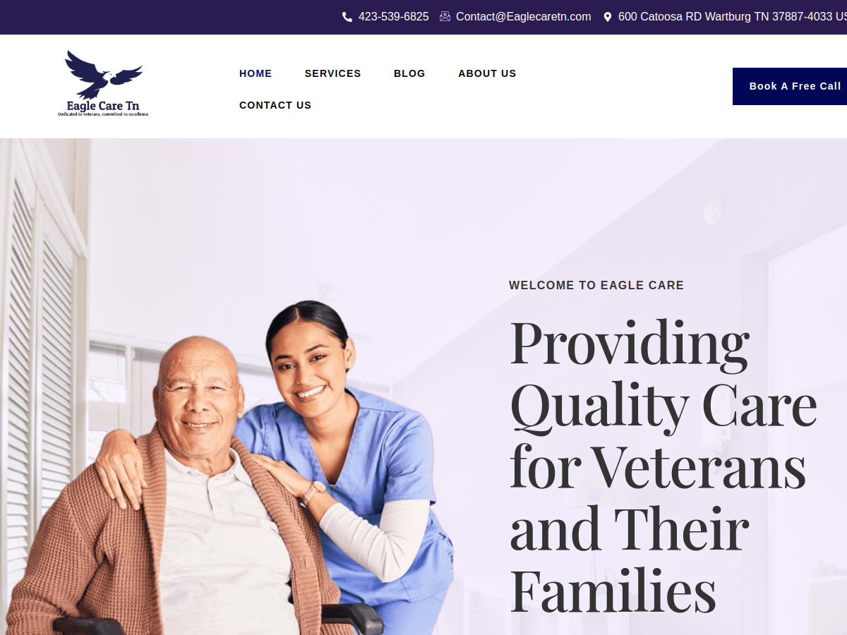 Eagle Care TN website - Professional home care web design for veteran-focused services