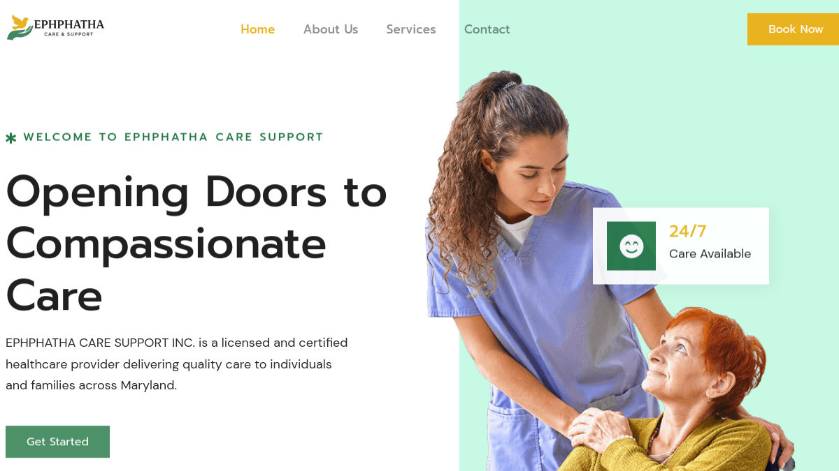 Ephphatha Care Support website - Licensed home care web design in Windsor Mill, Maryland