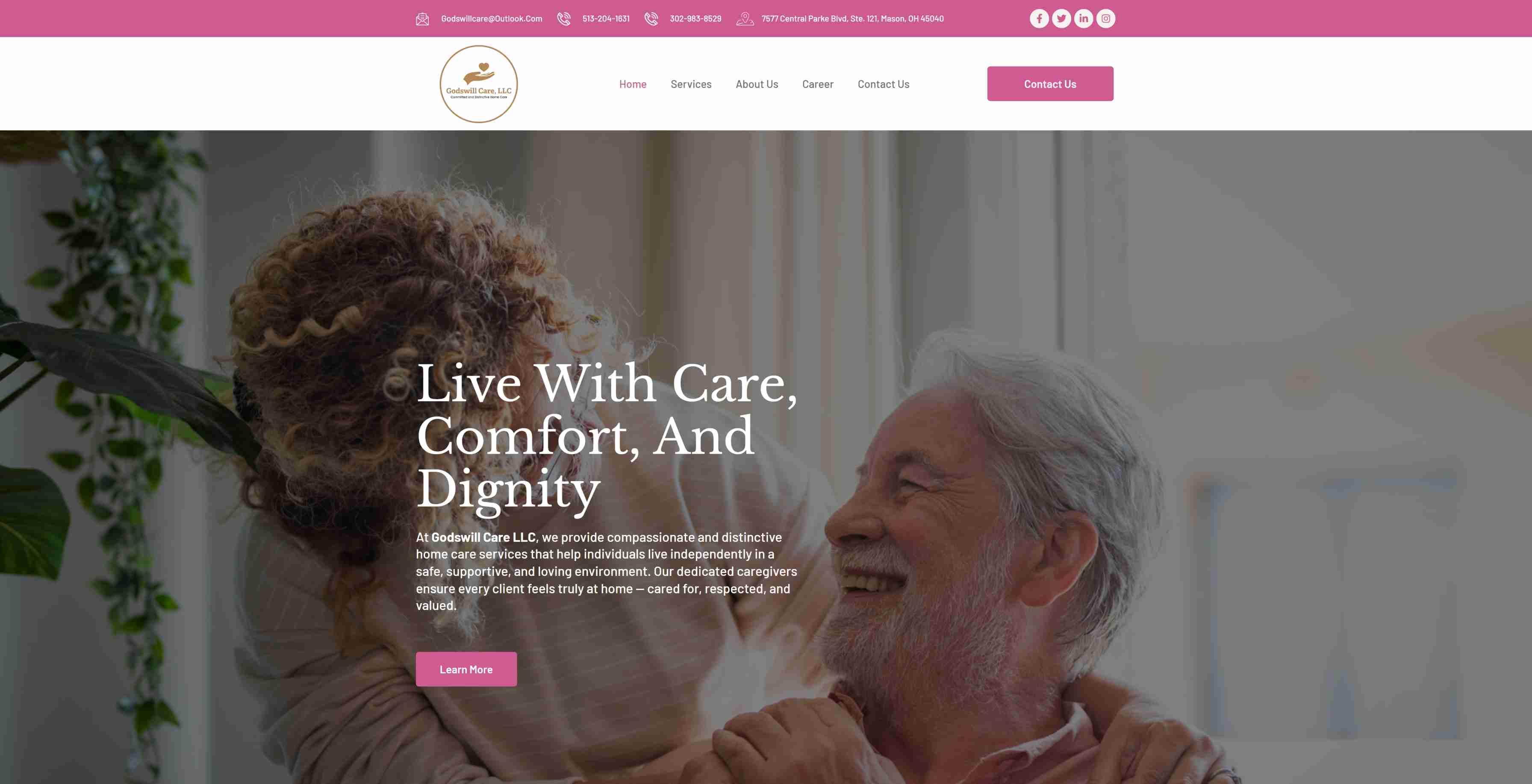 Godswill Care LLC website - Comprehensive home care web design for disability and senior care services