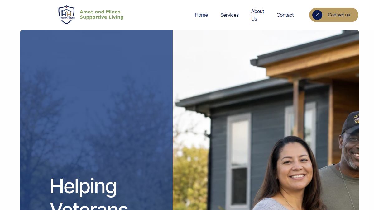 Honor House website - Transitional housing and support services web design for veterans in Lanham, Maryland